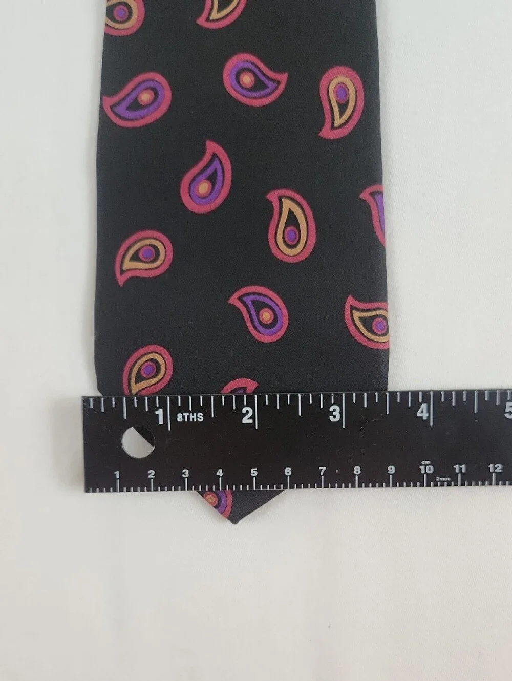 Classic Black Paisley Silk Men's Tie - Pink & Purple Accents